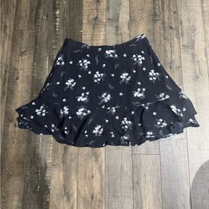 LOFT Navy Floral Mini Skirt